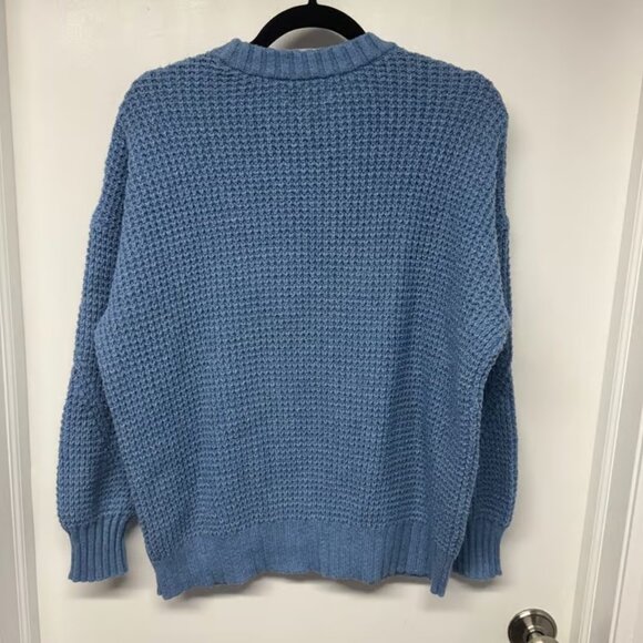 American Eagle AEO Womens Light Blue Ribbed Waffle Knit Pullover Sweater Size XS - Picture 2 of 3
